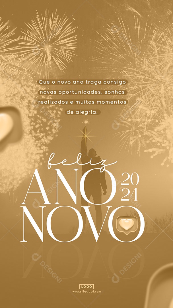 Story Feliz Ano Novo 2024 Traga Consigo novas Oportunidades Sonhos Realizações Social Media PSD Editável