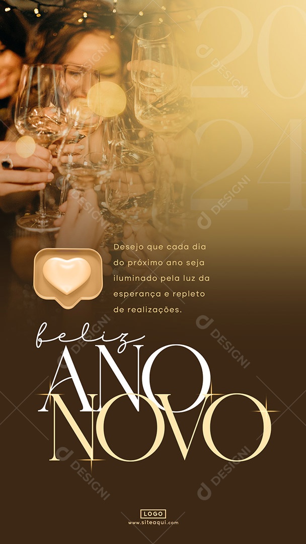 Story Feliz Ano Novo Desejo que Cada Dia Seja Iluminado Pela Luz da Esperança Social Media PSD Editável