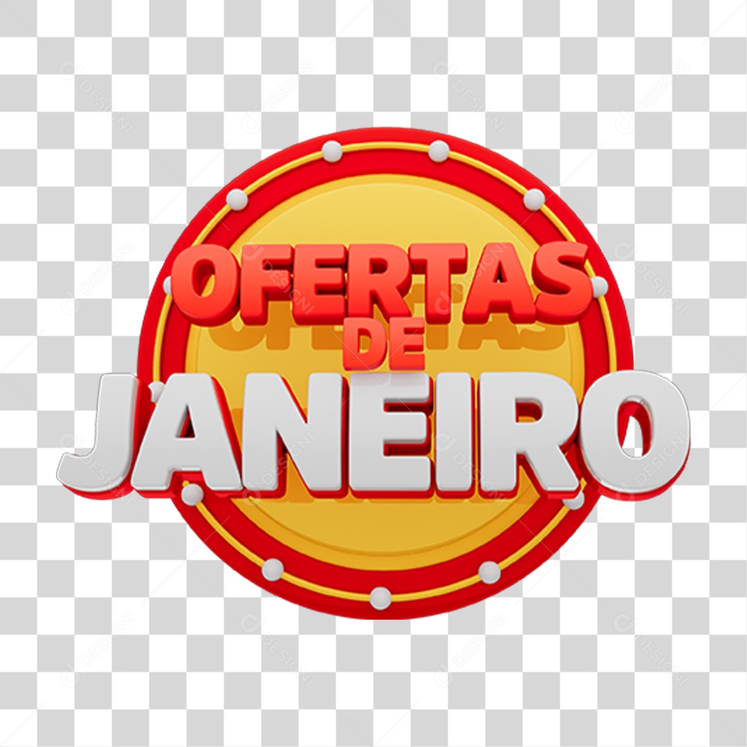 Texto 3D Janeiro de Ofertas PNG Transparente