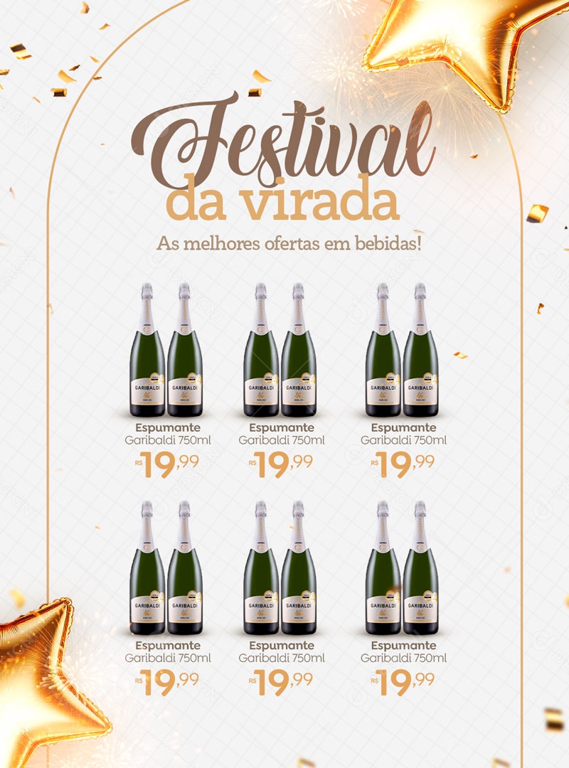 Festival da Virada As Melhores Ofertas em Bebidas Social Media PSD Editável