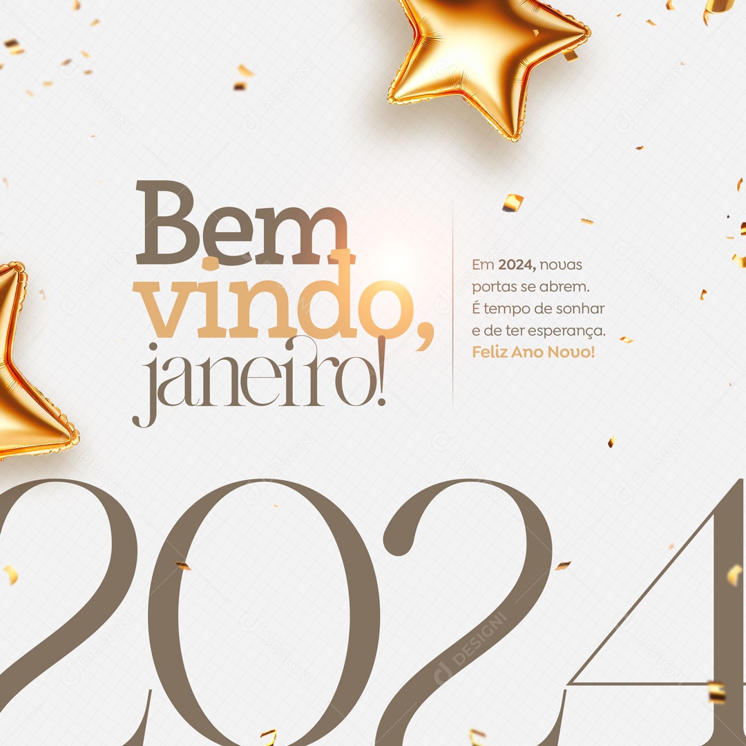Bem Vindo Janeiro 2024 Novas Portas se Abrem Social Media PSD Editável