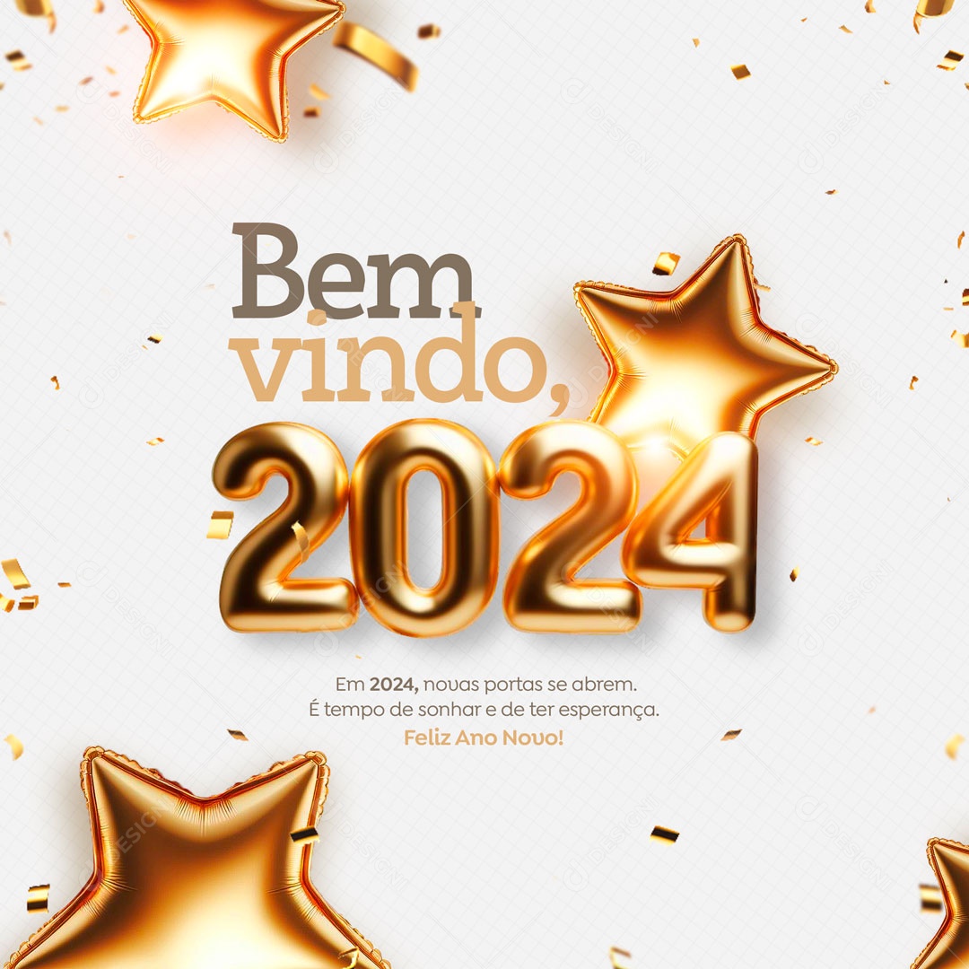 Welcome 2024 New Doors Open It's Time for Dreams and Hope Social Media Editable PSD