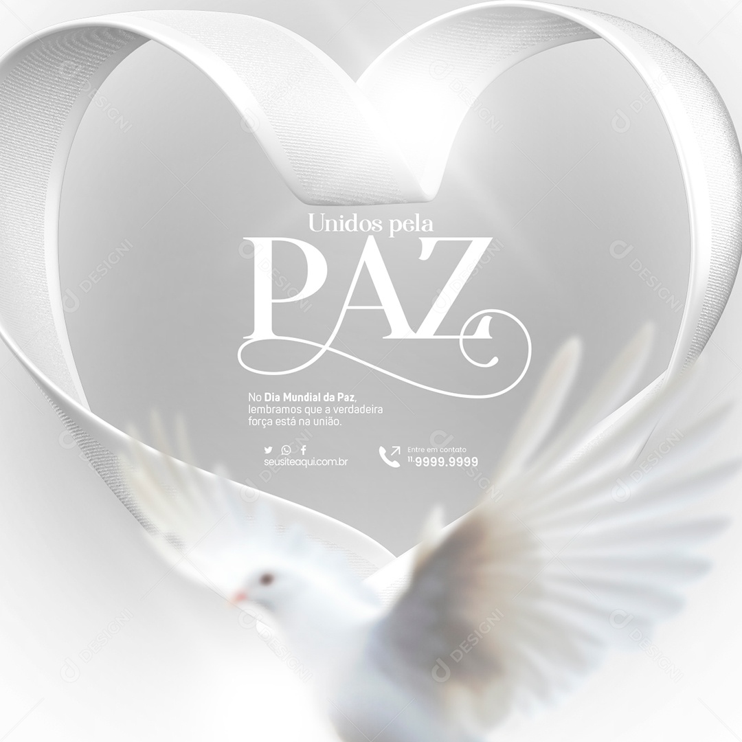 Dia Mundial da Paz 01 de Janeiro Unidos Pela Paz Social Media PSD Editável