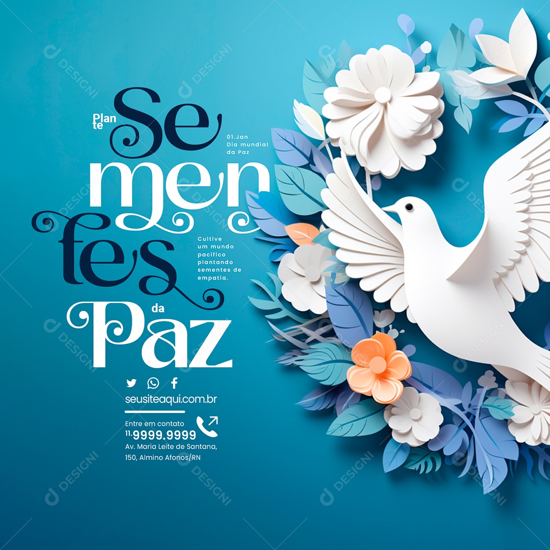 Dia Mundial da Paz 01 de Janeiro Social Media PSD Editável