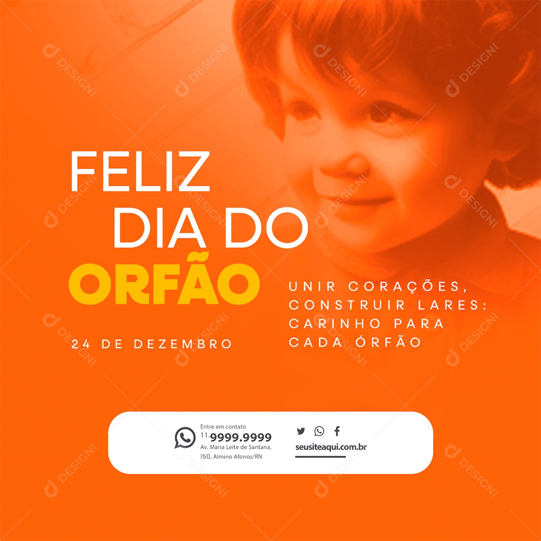 Feliz Dia dos Órfão 24 de Dezembro Unir Corações Construir Lares Carinho Social Media PSD Editável