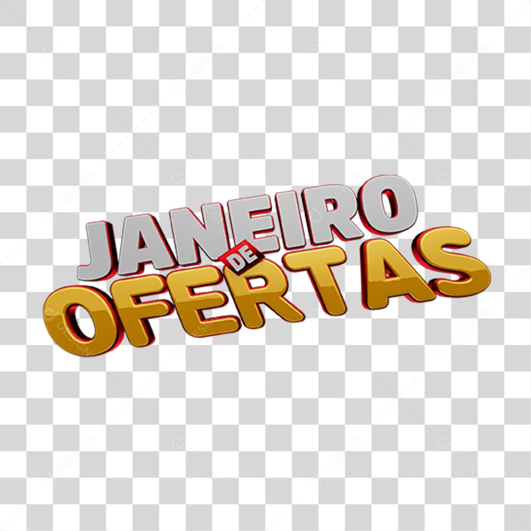 Texto 3D Janeiro de Ofertas PNG Transparente