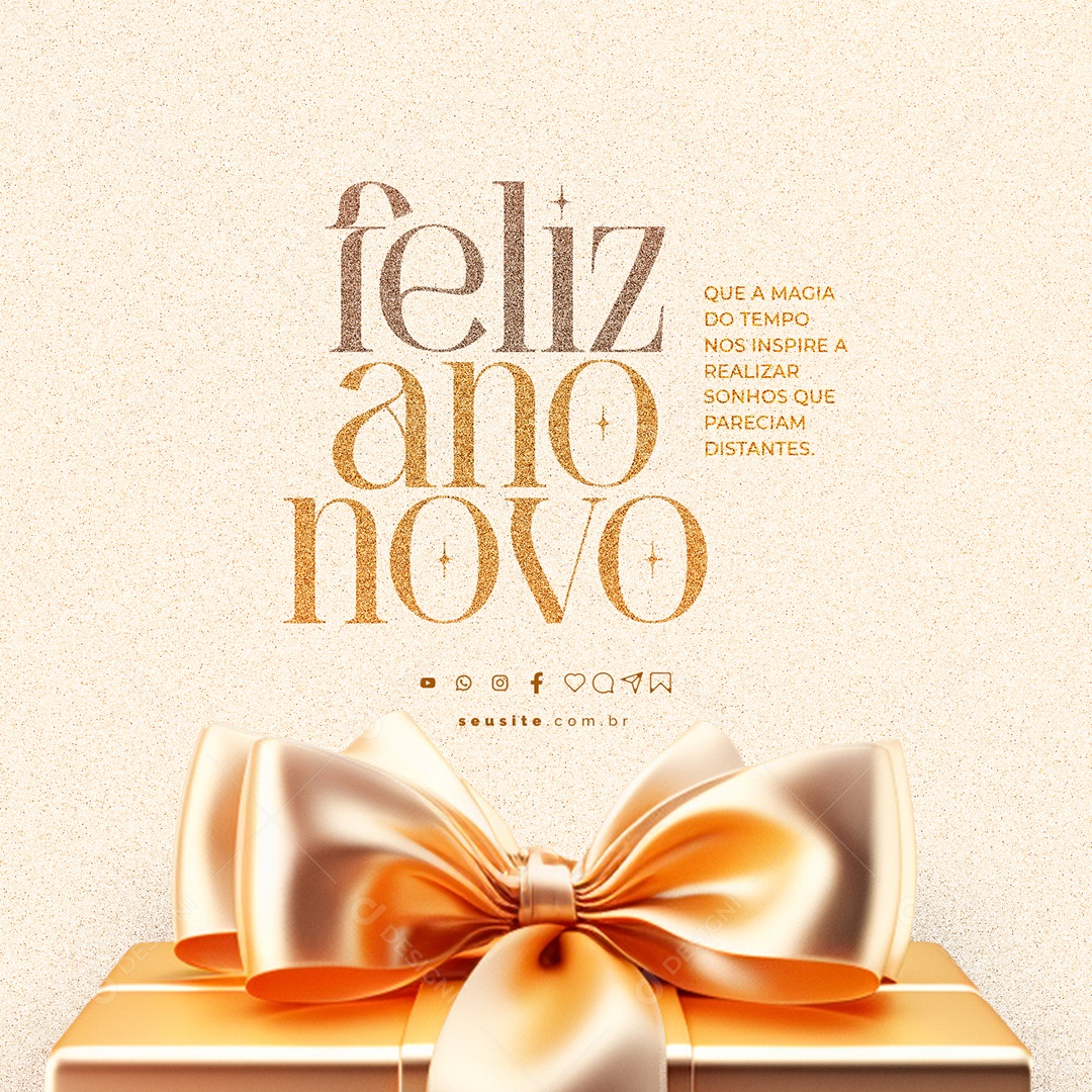 Feliz Ano Novo 01 De Janeiro Social Media PSD Editável