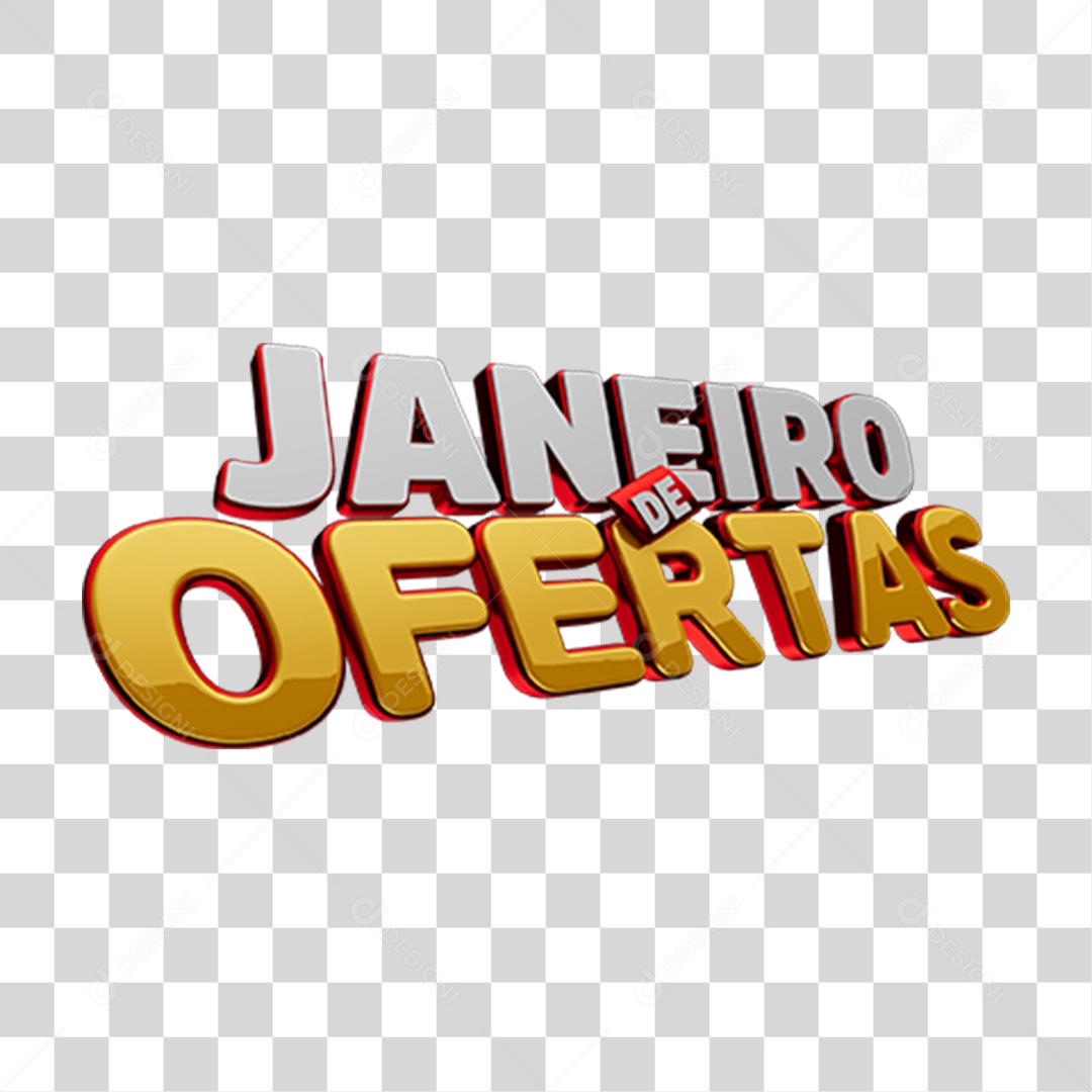 Texto 3D Janeiro de Ofertas PNG Transparente