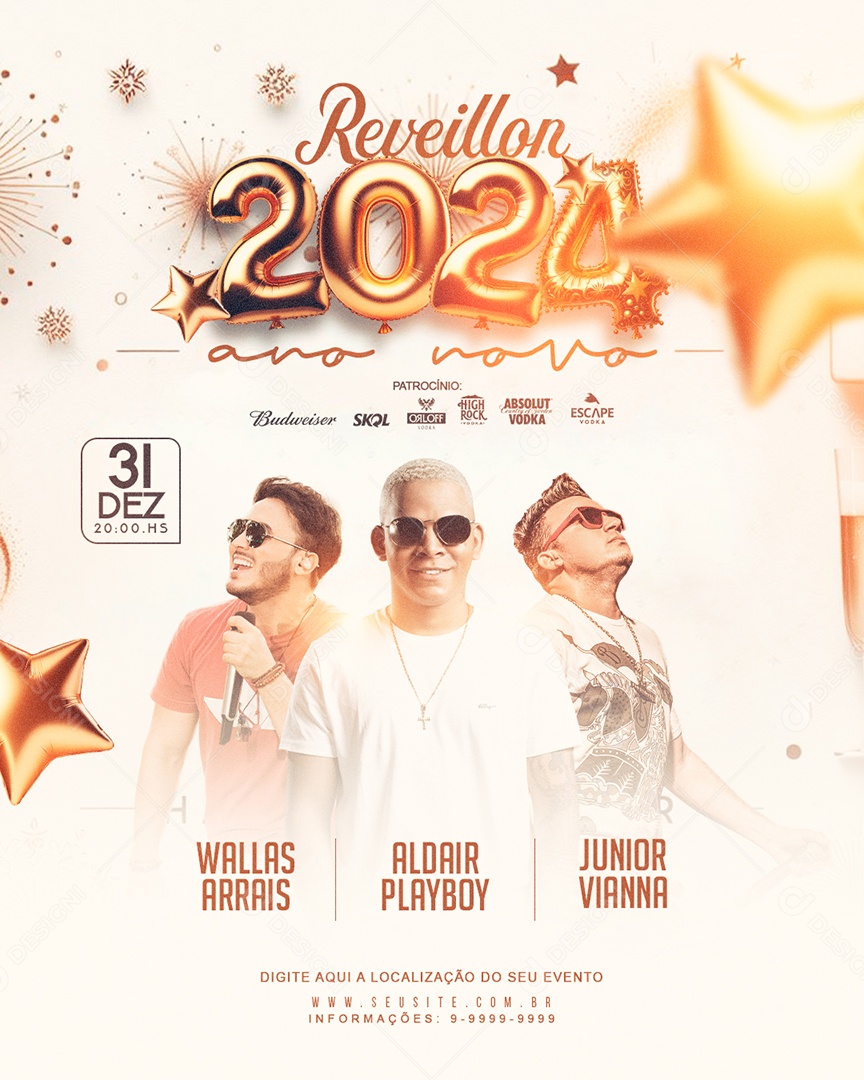 Social Media Flyer Story Reveillon 2024 Ano Novo PSD Editável