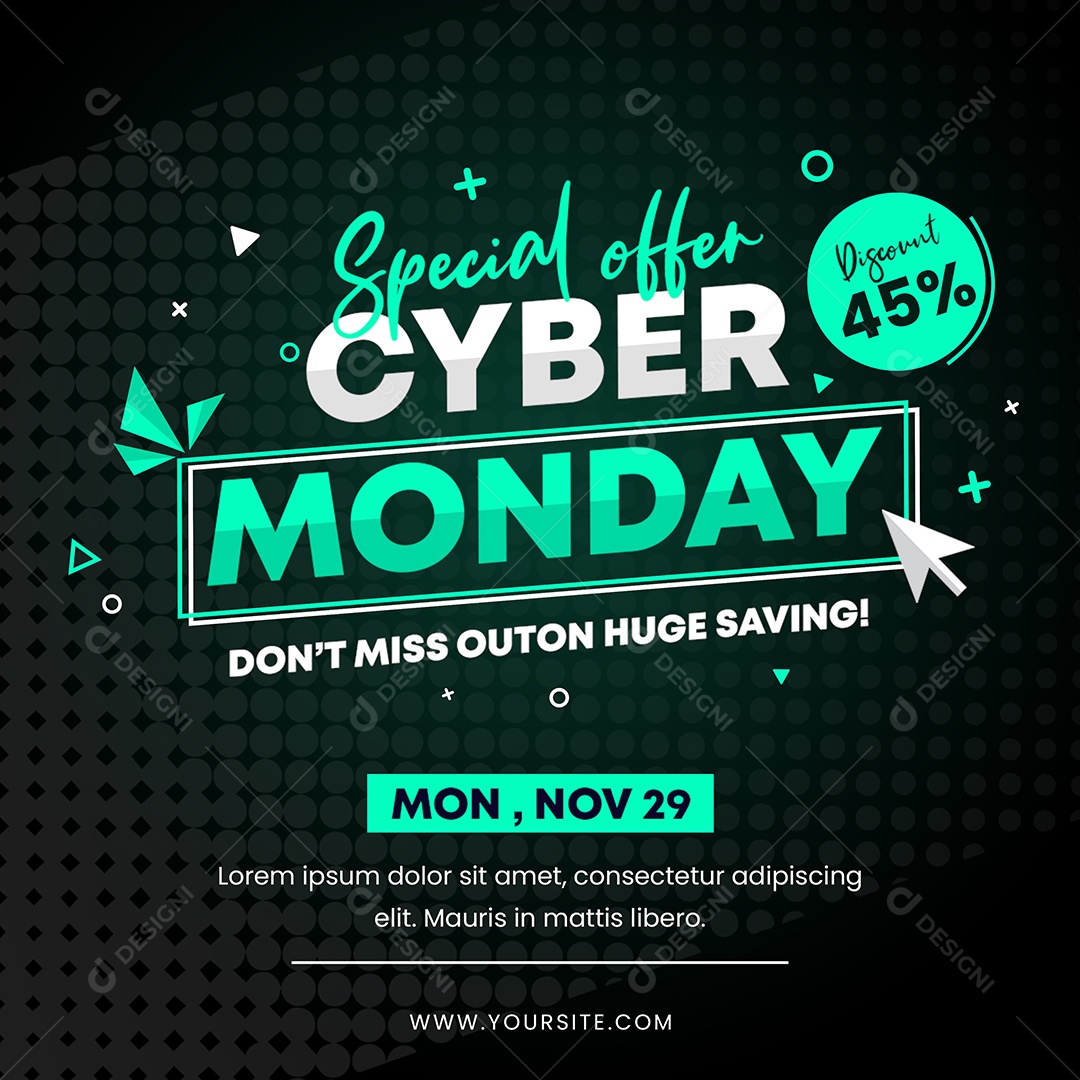 Social Media Cyber Monday Especial Ofertas PSD Editável