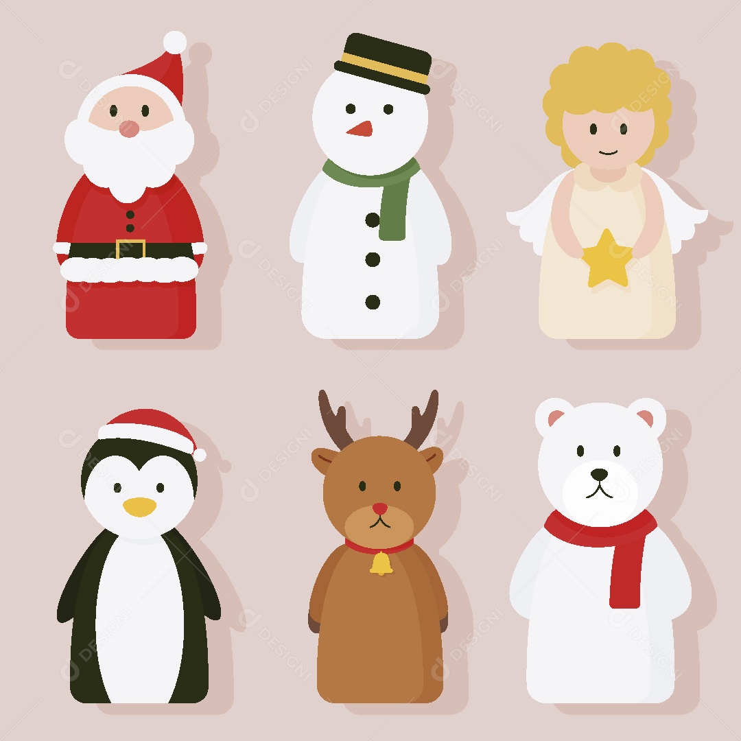 Coleção de Personagem de Natal Ilustração Vetor EPS