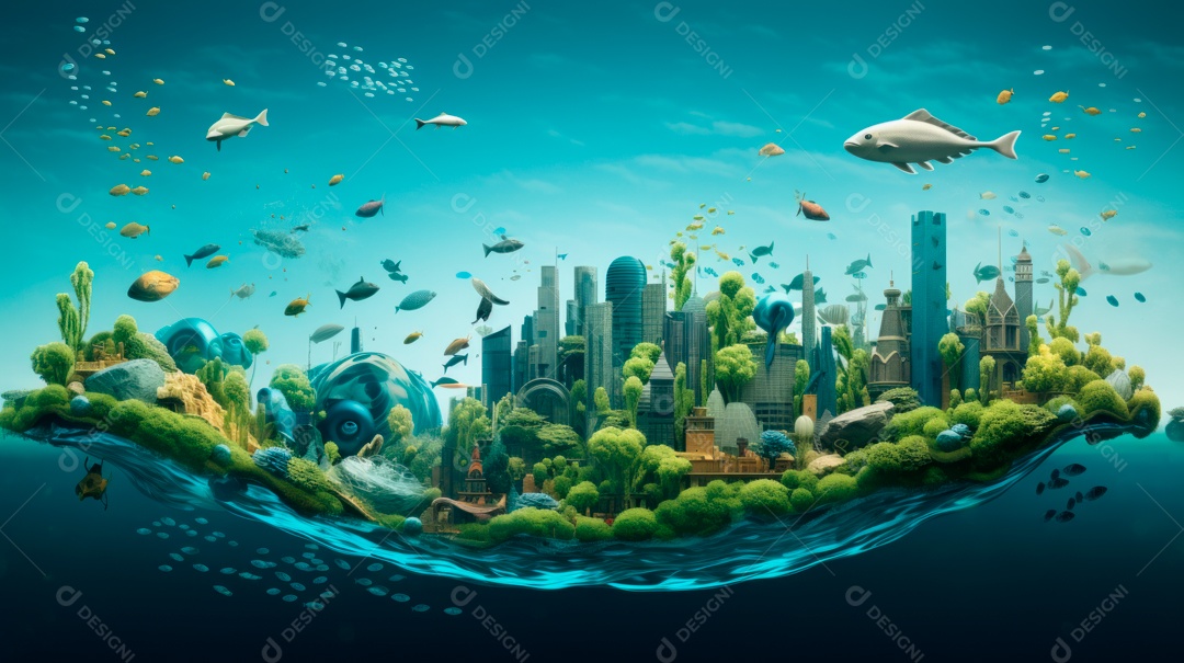 Dia Mundial dos Oceanos, 8 de junho IA generativa 3D.