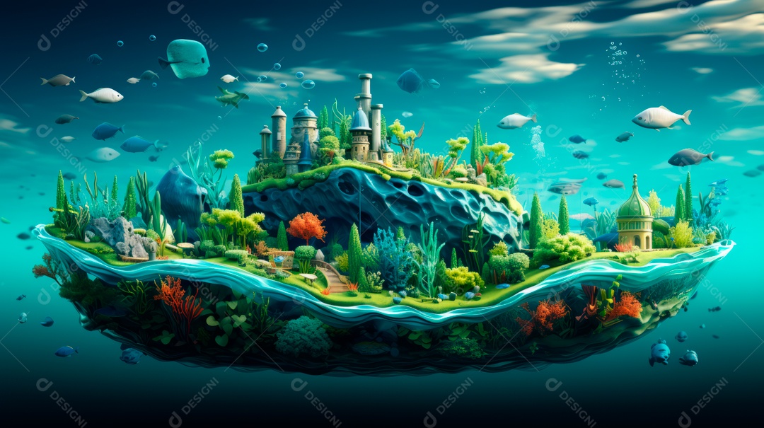 Dia Mundial dos Oceanos, 8 de junho IA generativa 3D.