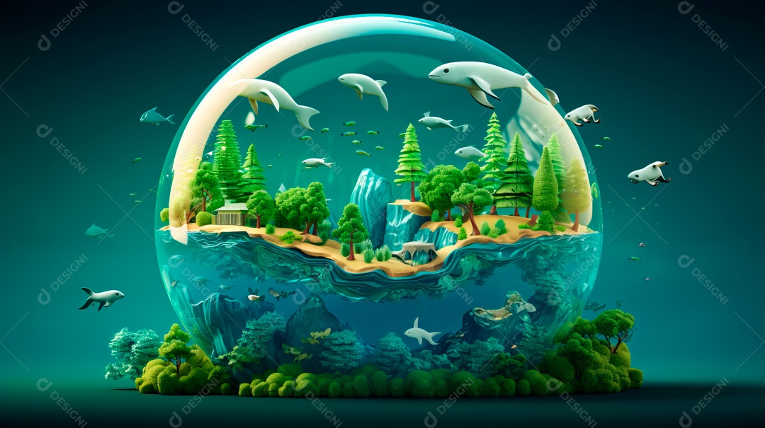 Dia Mundial dos Oceanos, 8 de junho IA generativa 3D.