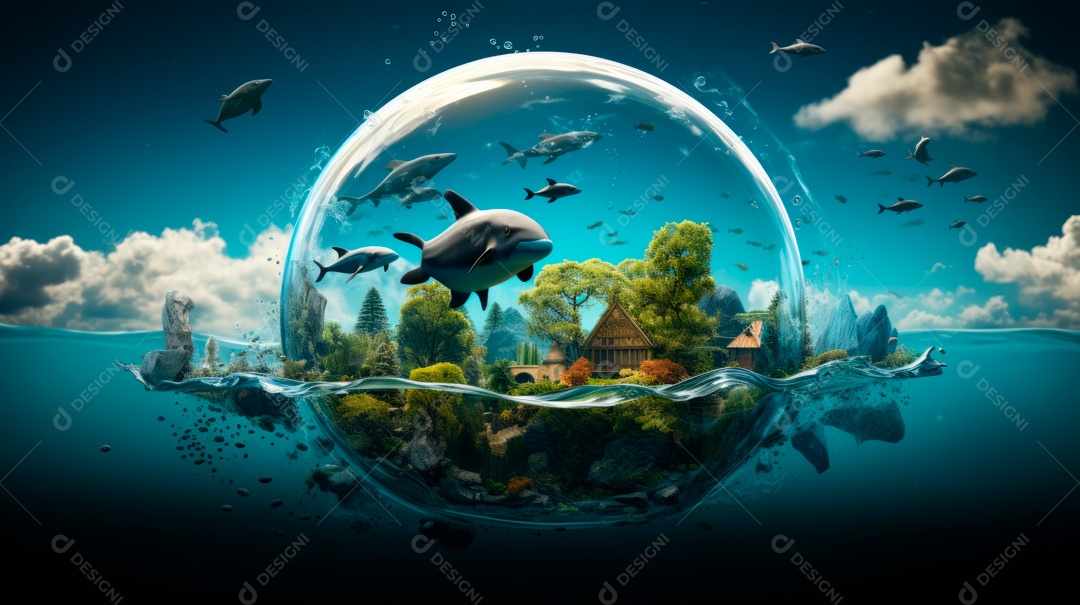 Dia Mundial dos Oceanos, 8 de junho IA generativa 3D.