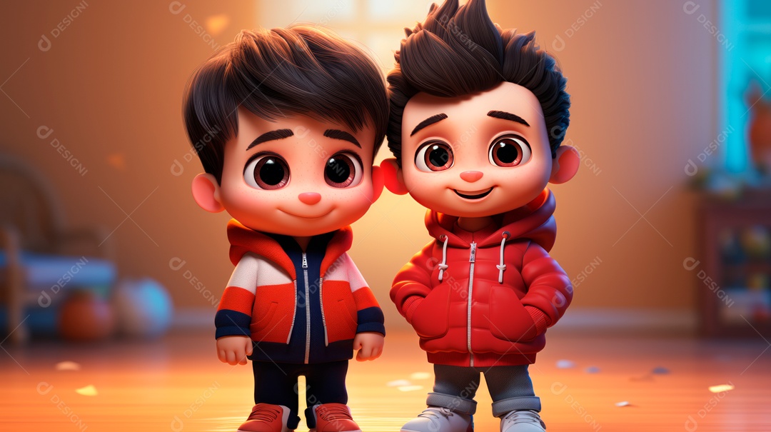 Dia Internacional dos Melhores Amigos, 20 de julho Cartoon 3D Generative AI.