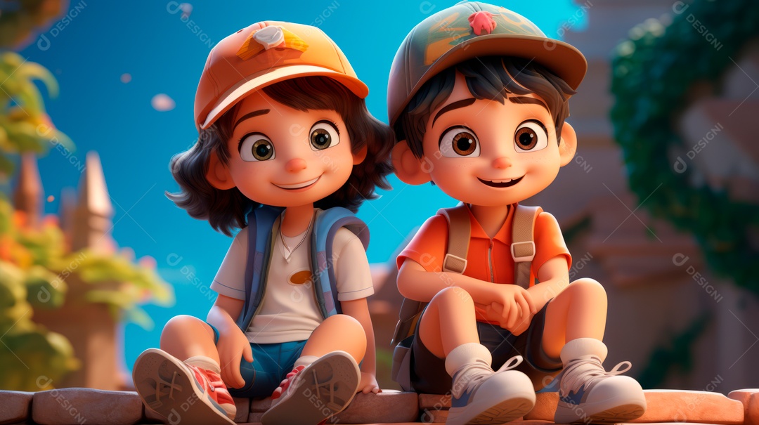 Dia Internacional dos Melhores Amigos, 20 de julho Cartoon 3D Generative AI.