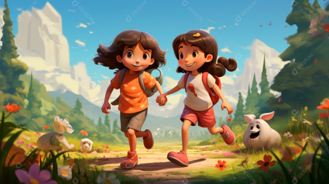 Dia Internacional dos Melhores Amigos, 20 de julho Cartoon 3D Generative AI.