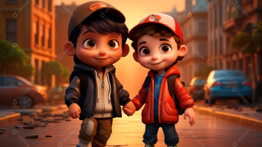 Dia Internacional dos Melhores Amigos, 20 de julho Cartoon 3D Generative AI.