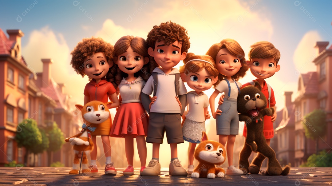 Dia Internacional dos Melhores Amigos, 20 de julho Cartoon 3D Generative AI.