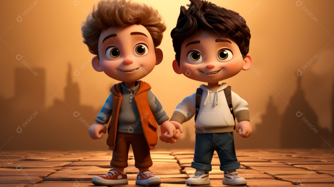 Dia Internacional dos Melhores Amigos, 20 de julho Cartoon 3D Generative AI.