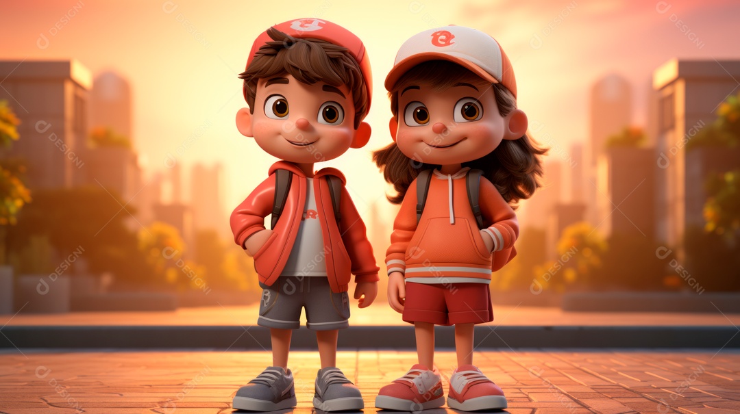 Dia Internacional dos Melhores Amigos, 20 de julho Cartoon 3D Generative AI.