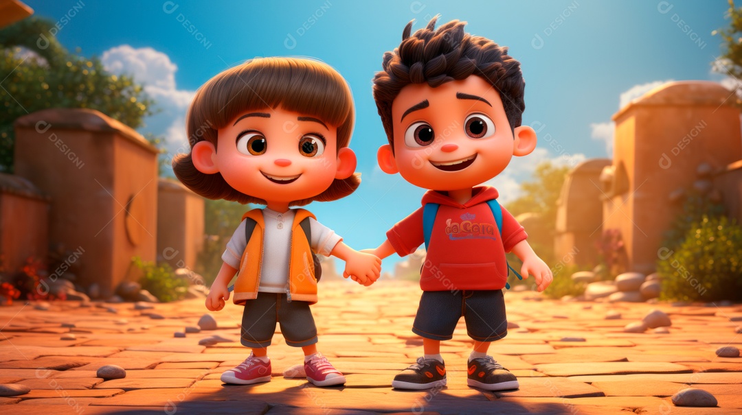 Dia Internacional dos Melhores Amigos, 20 de julho Cartoon 3D Generative AI.