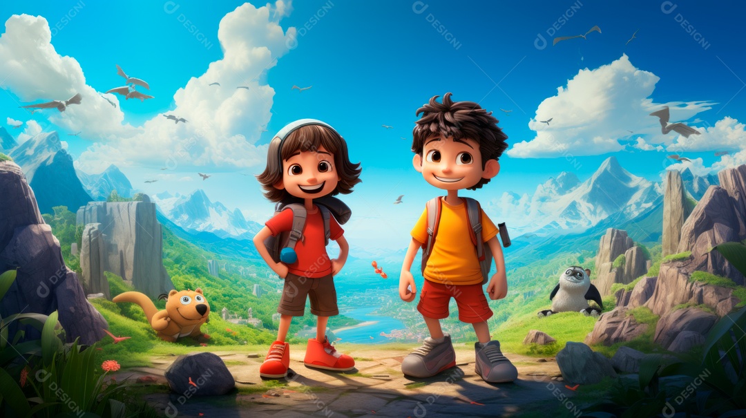 Dia Internacional dos Melhores Amigos, 20 de julho Cartoon 3D Generative AI.