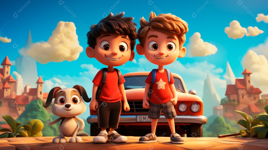 Dia Internacional dos Melhores Amigos, 20 de julho Cartoon 3D Generative AI.