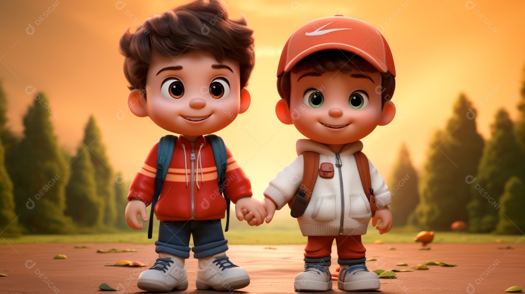 Dia Internacional dos Melhores Amigos, 20 de julho Desenho 3D Generative AI.