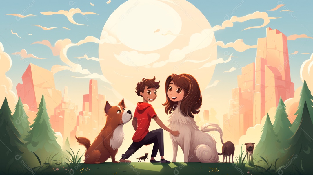 Dia Internacional dos Melhores Amigos, 20 de julho Desenho 3D Generative AI.