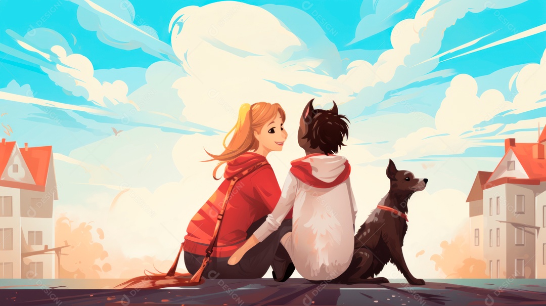 Dia Internacional dos Melhores Amigos, 20 de julho Desenho 3D Generative AI.