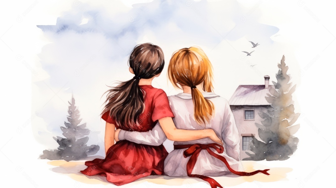 Dia Internacional dos Melhores Amigos, 20 de julho Desenho 3D Generative AI.