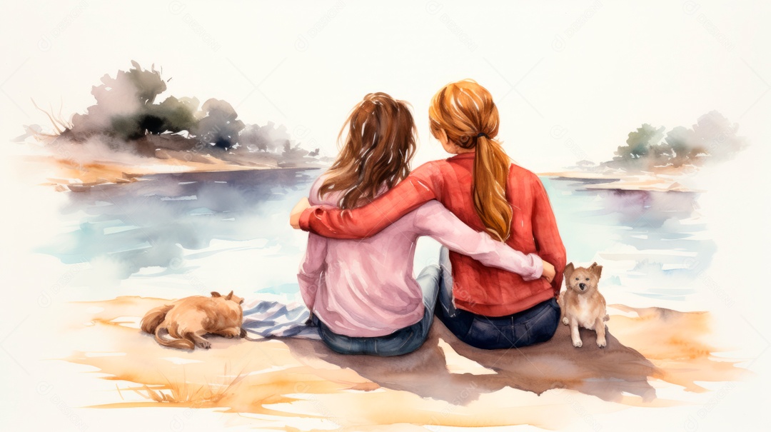 Dia Internacional dos Melhores Amigos, 20 de julho Desenho 3D Generative AI.