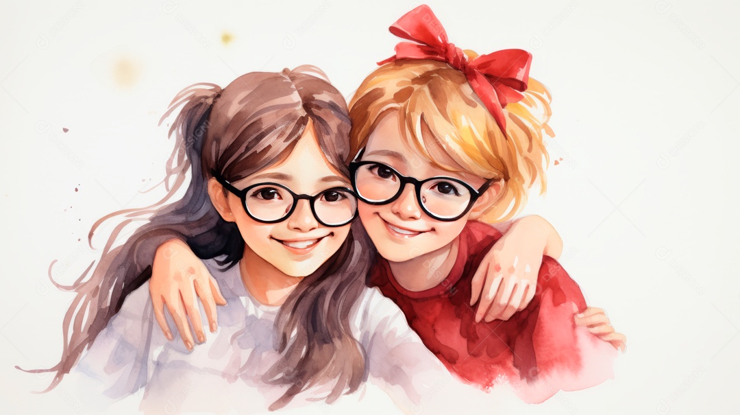 Dia Internacional dos Melhores Amigos, 20 de julho Desenho 3D Generative AI.