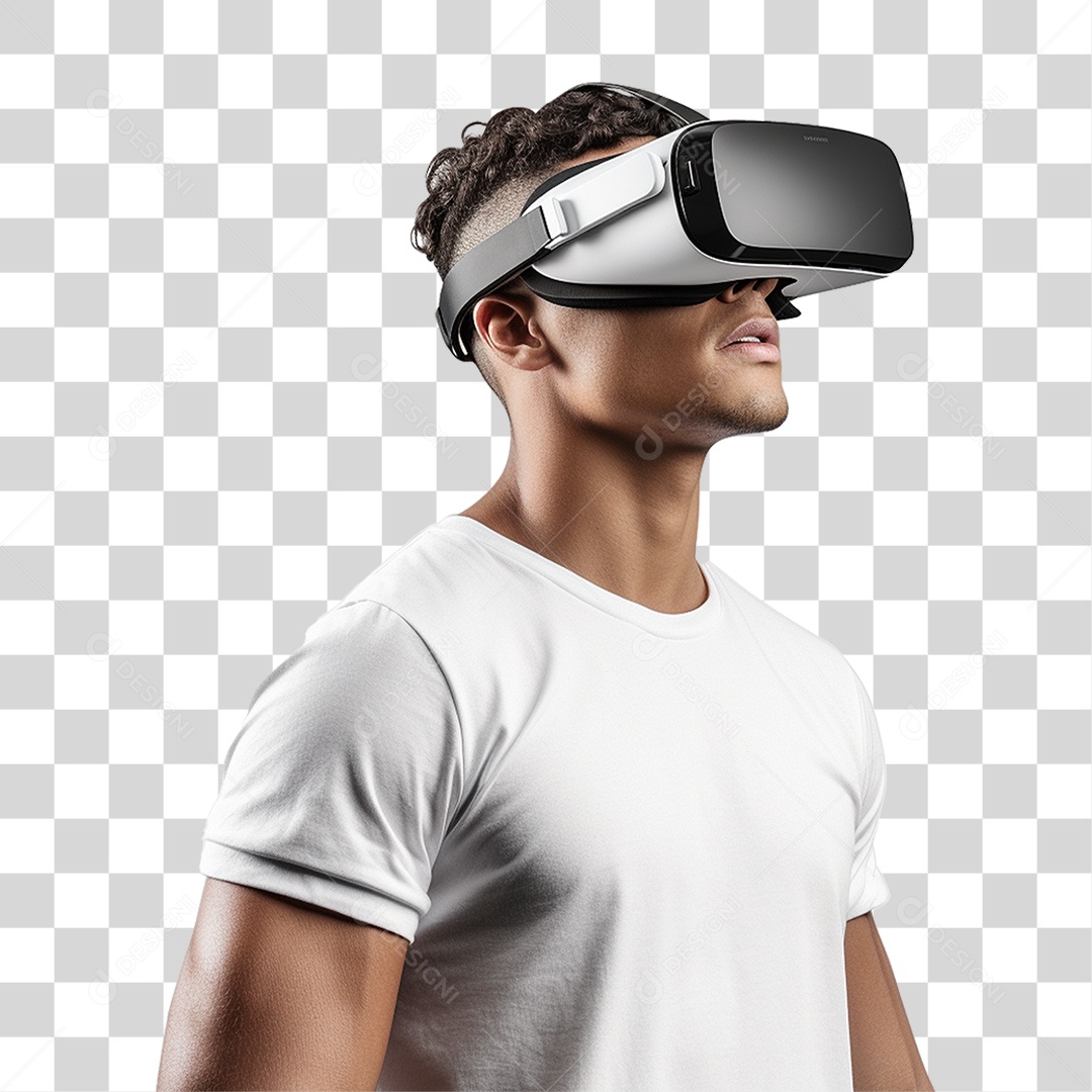 Homem com Óculos de Realidade Virtual PNG Transparente