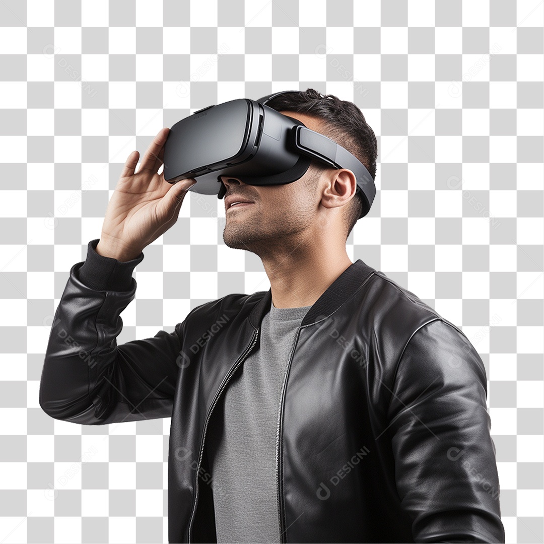 Homem com Óculos de Realidade Virtual PNG Transparente