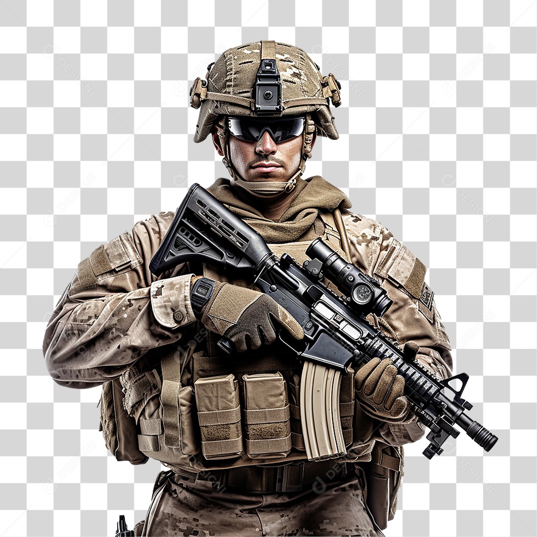 Soldado Militar de Uniforme PNG Transparente