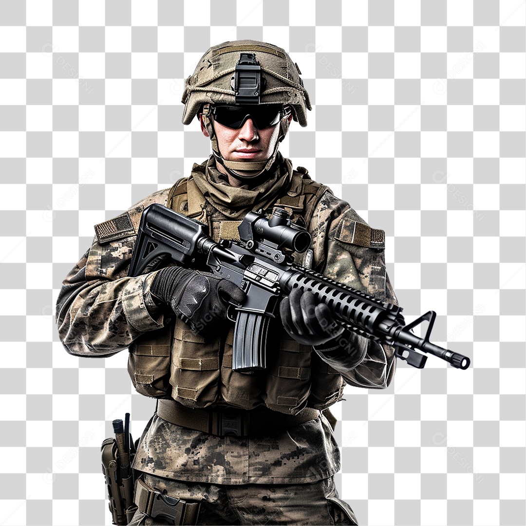 Soldado Militar de Uniforme PNG Transparente