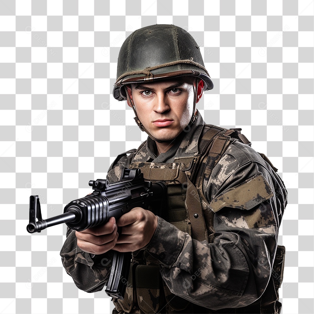 Soldado Militar de Uniforme PNG Transparente