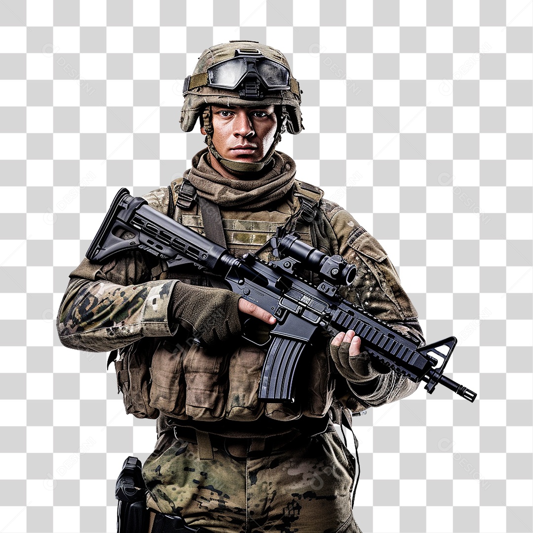 Soldado Militar de Uniforme PNG Transparente