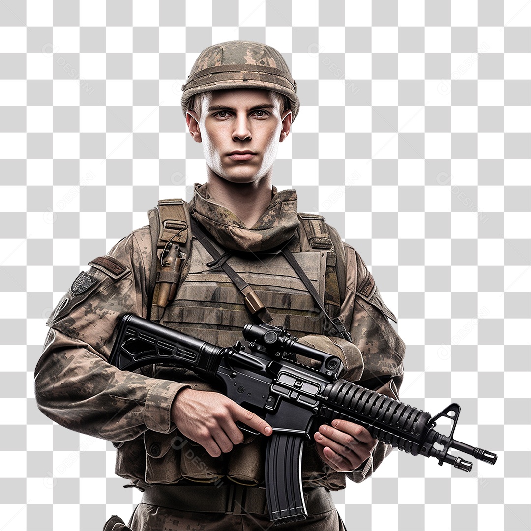 Soldado Militar de Uniforme PNG Transparente