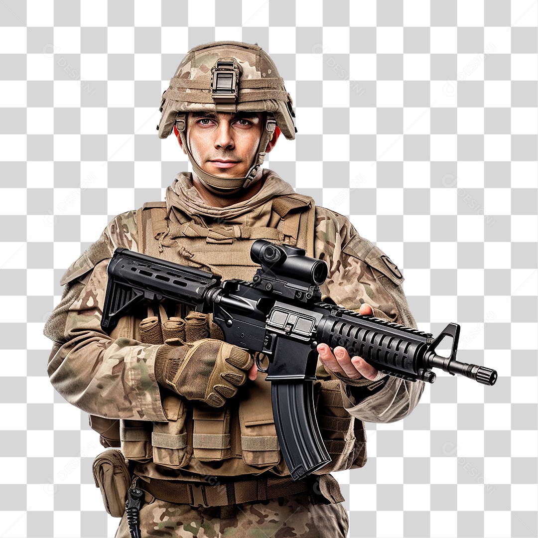 Soldado Militar de Uniforme PNG Transparente