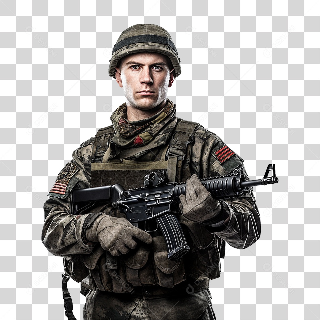 Soldado Militar de Uniforme PNG Transparente