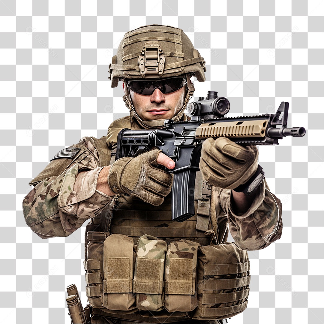 Soldado Militar de Uniforme PNG Transparente