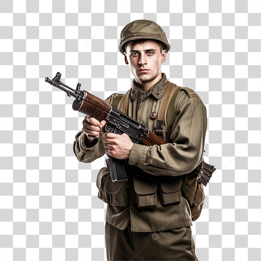 Soldado Militar de Uniforme PNG Transparente