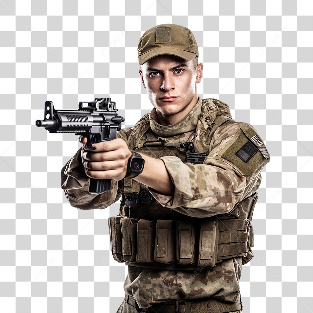 Soldado Militar de Uniforme PNG Transparente