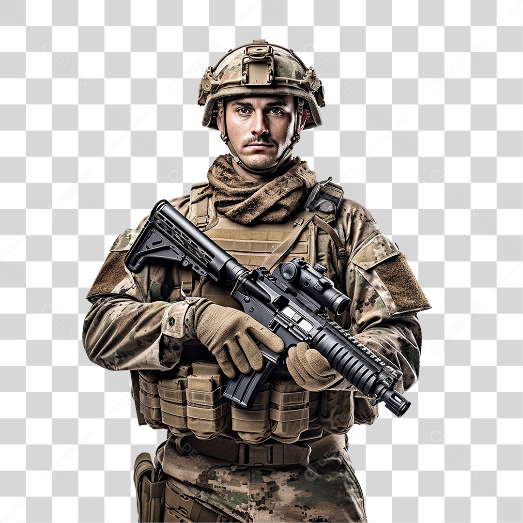 Soldado Militar de Uniforme PNG Transparente