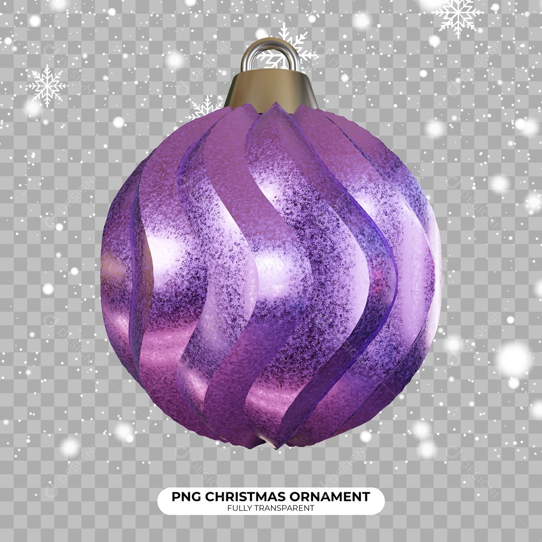 Bola Enfeite de Natal Elemento 3D Roxa para Composição PSD