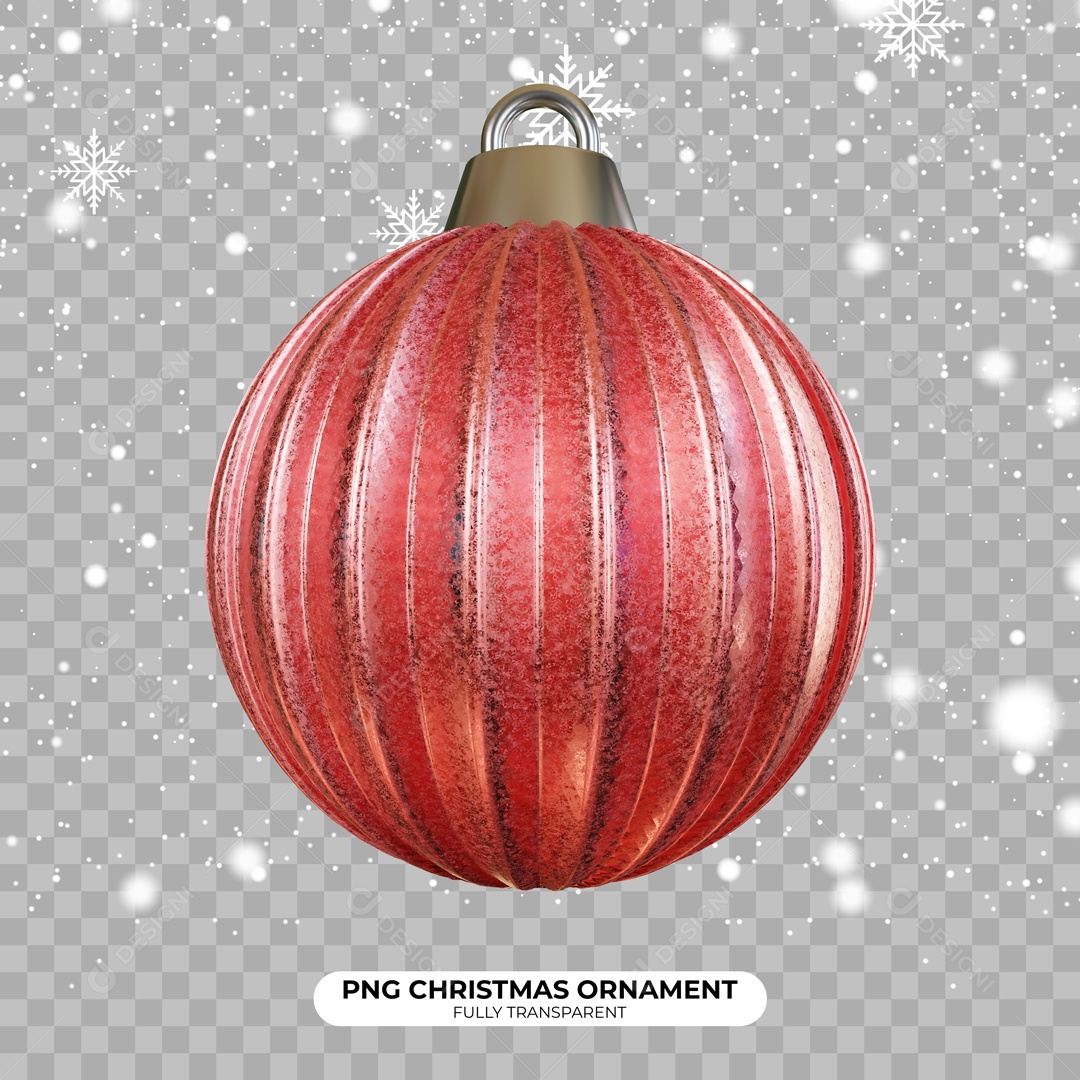 Bola Vermelha Enfeite de Natal Elemento 3D para Composição PSD